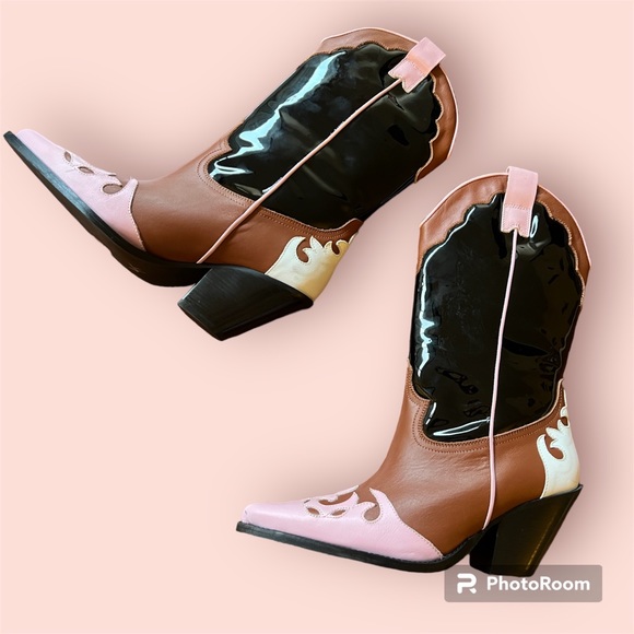 TORAL MULTI COLORED COWBOY BOOTS (PINK BLACK PATENT LEATHER) NEW SZ 8.5 REVOLVE - Picture 2 of 9